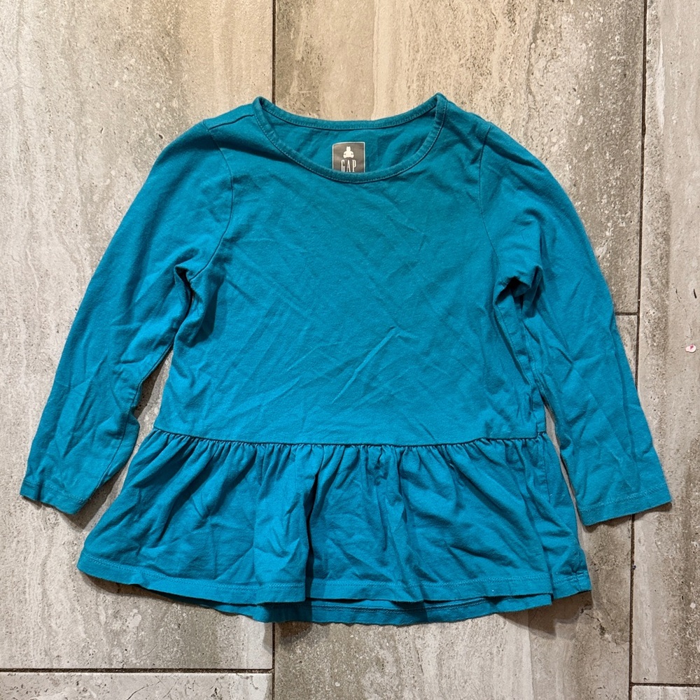 GAP Teal Long-Sleeve Peplum Top